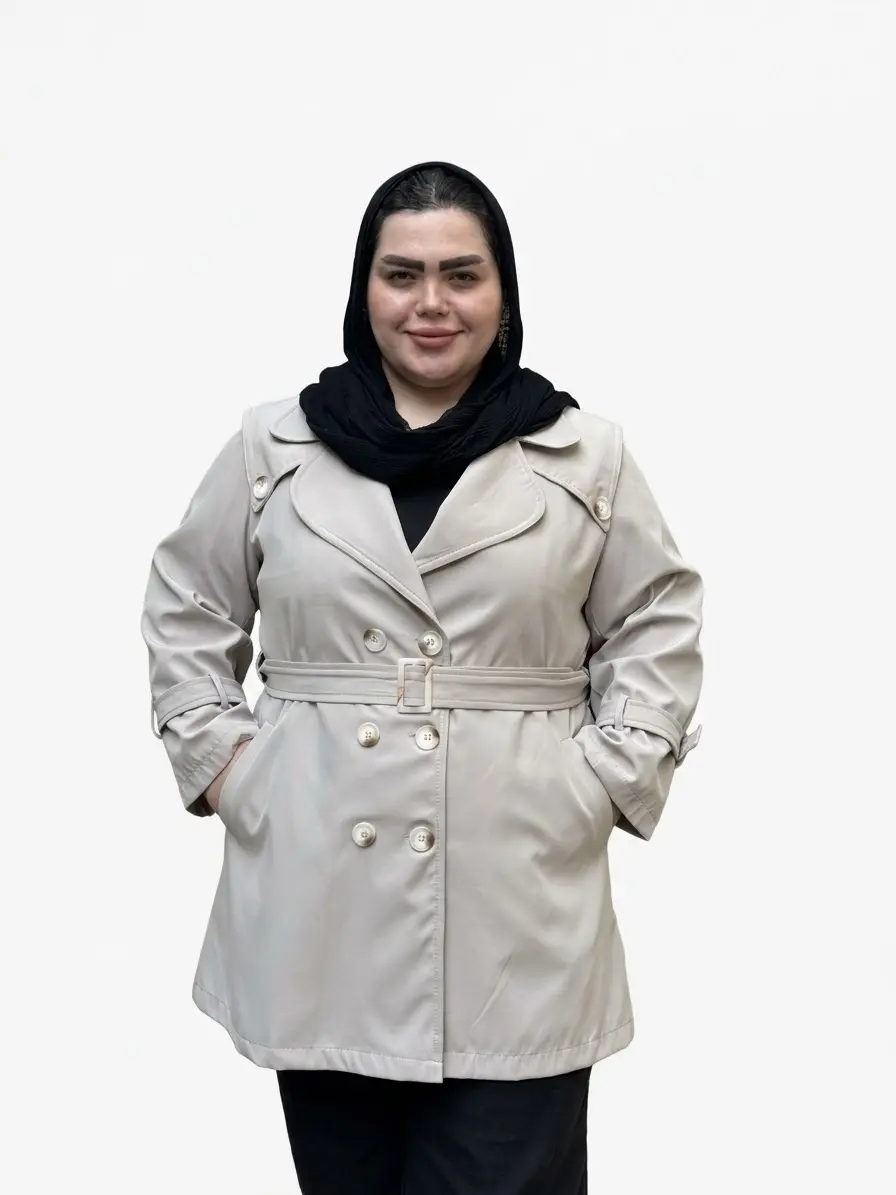 بارونی ۶ دکمه زنانه سایز بزرگ کمردار